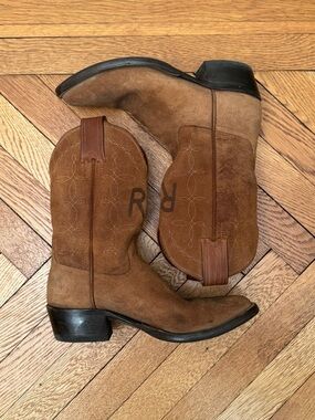 Double RL / RRL Java Roughout Plainview Cowboy Boots Men's 8.5D Ranch Leather